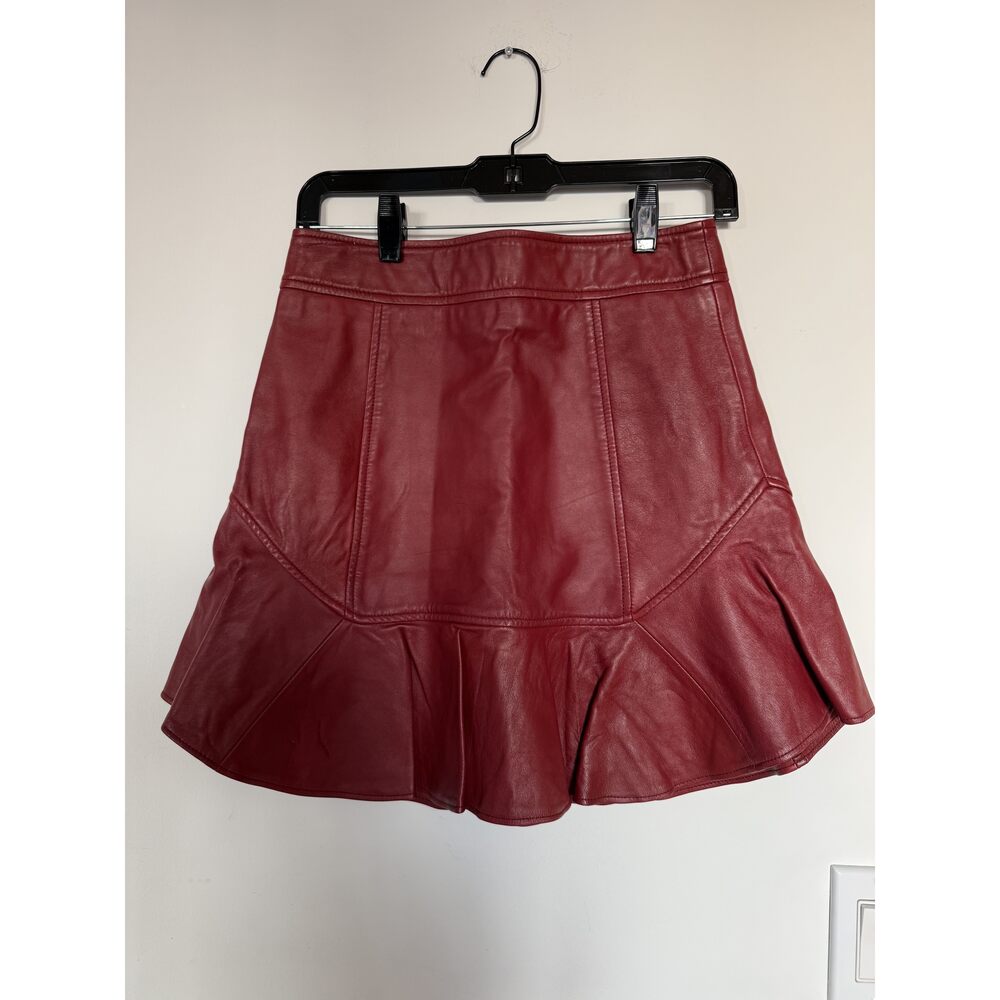 MARISSA WEBB Red Leather Skirt 4